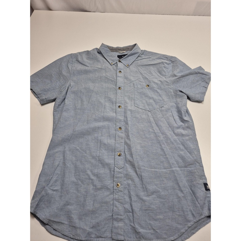 Roark Revival Shirt Mens XL Blue Chambray Short Sleeve Button Up Casual